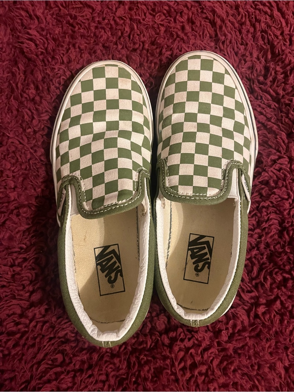 Vans Kids Checkerboard Slip-On Sneakers - Green/White